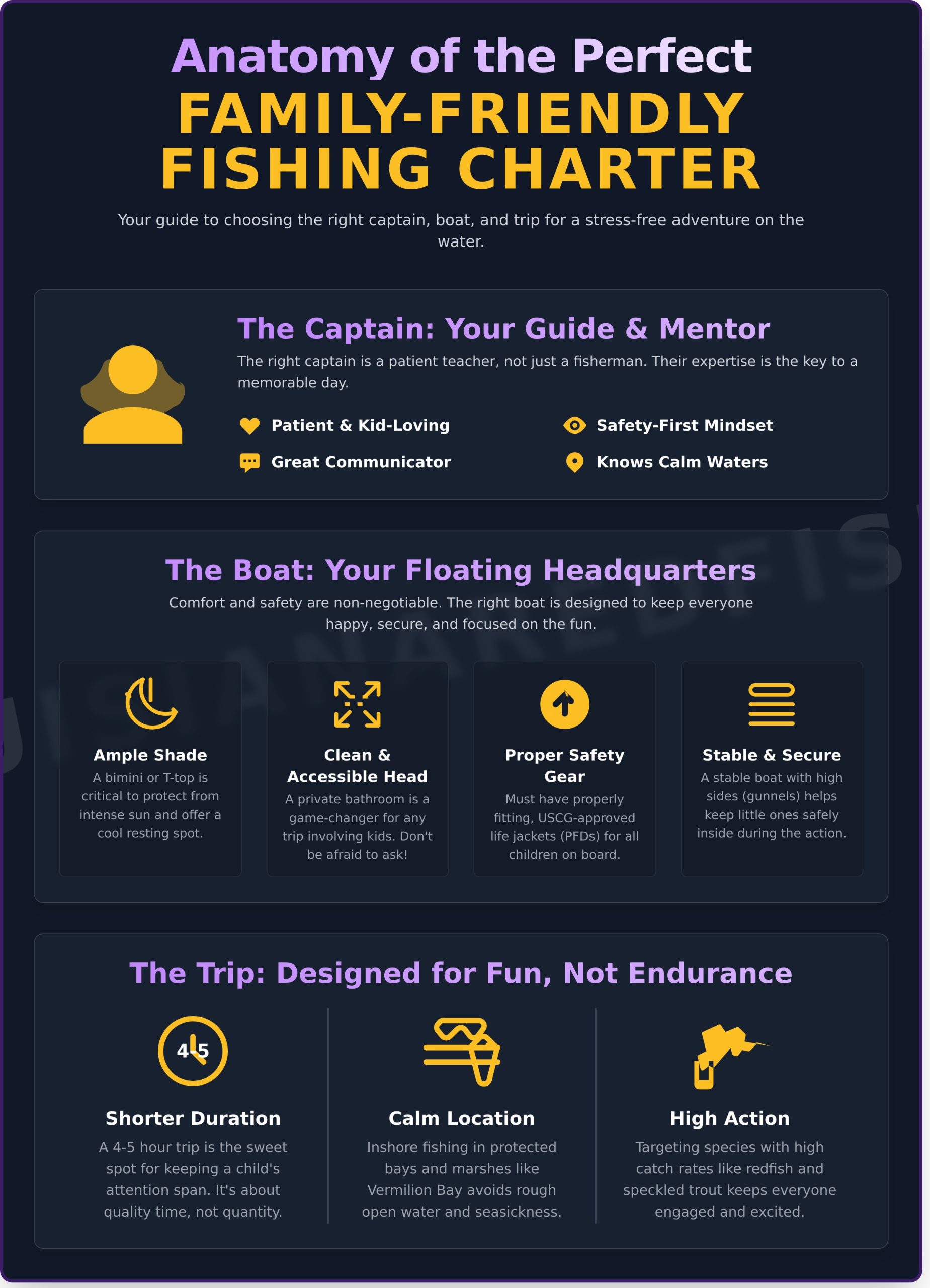 Family-Friendly Fishing Charters Louisiana: Your Guide to an Epic Day on the Water - Infographic
