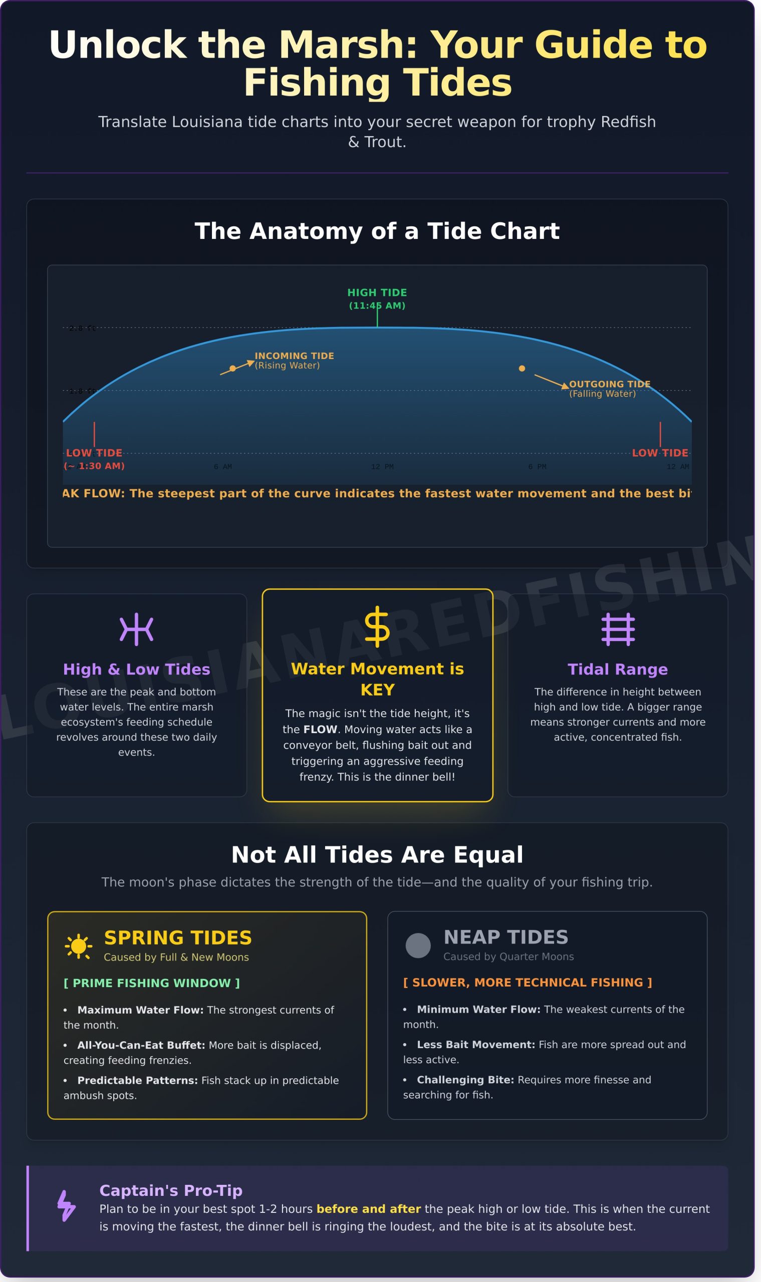 Louisiana Tide Charts for Fishing: A Captain’s Guide to More Bites - Infographic