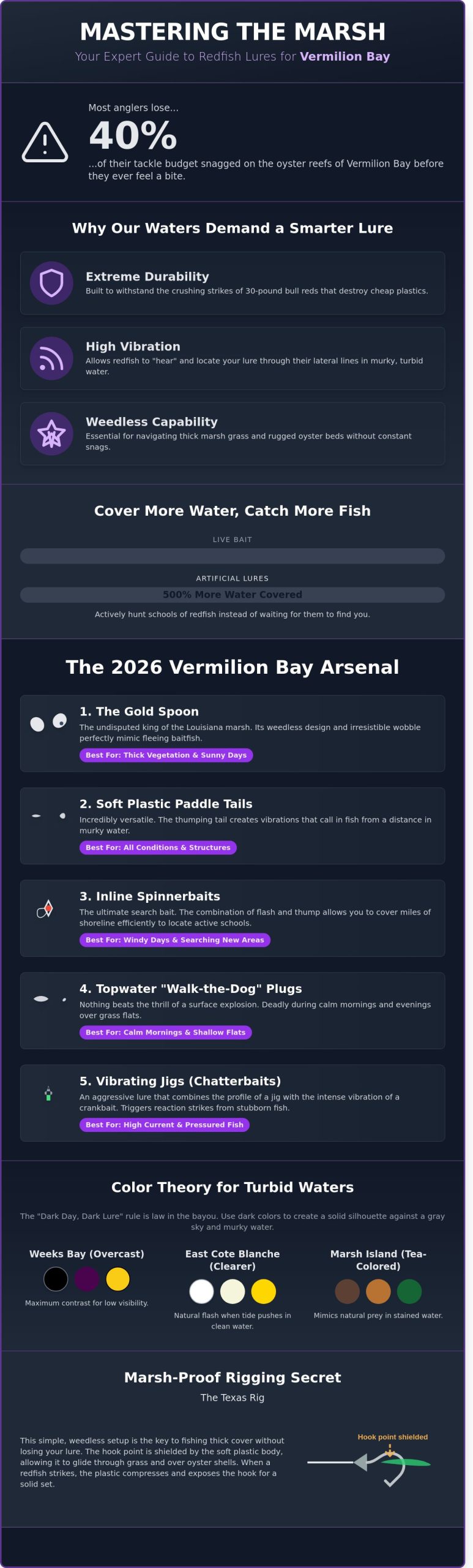 Best Redfish Lures for Louisiana: The Ultimate 2026 Guide to Vermilion Bay Success - Infographic