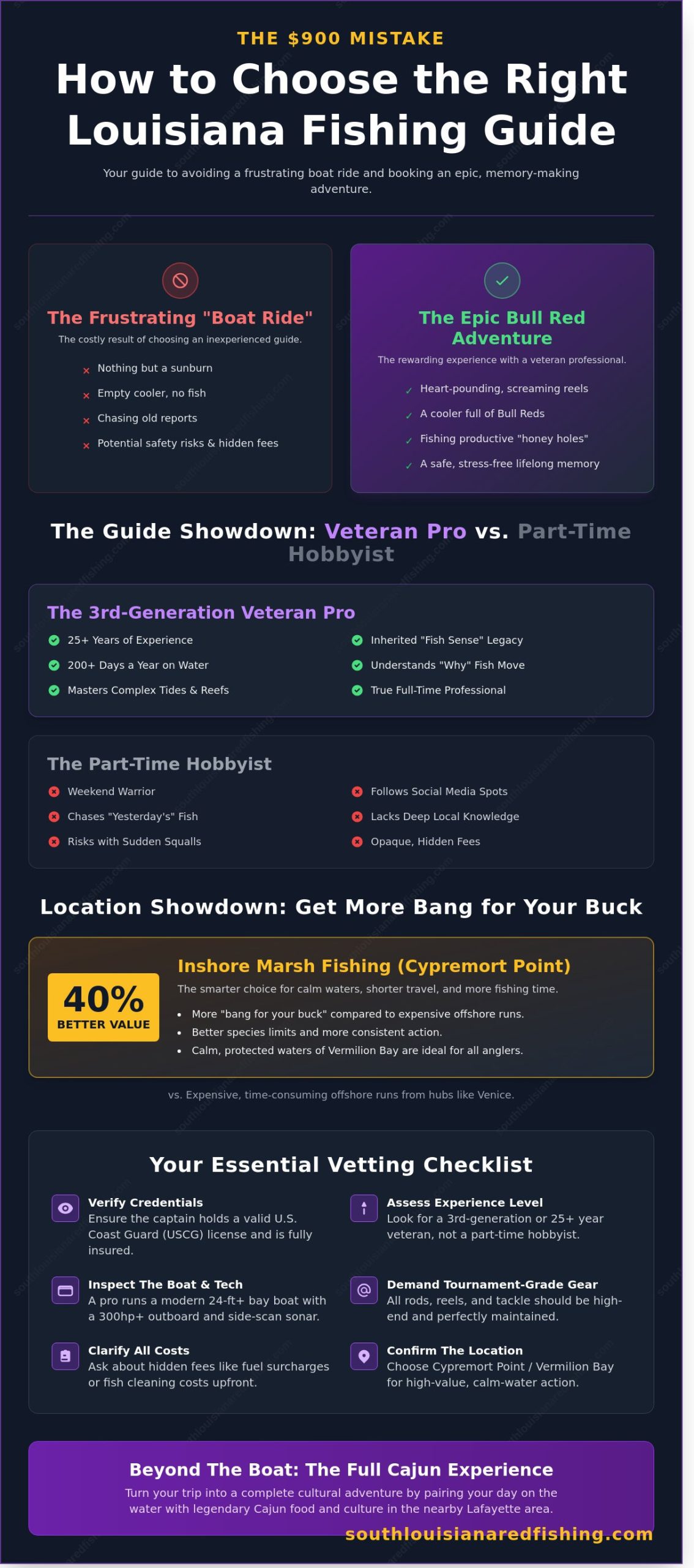 How to Choose a Fishing Guide in Louisiana: The Ultimate 2026 Insider Guide - Infographic